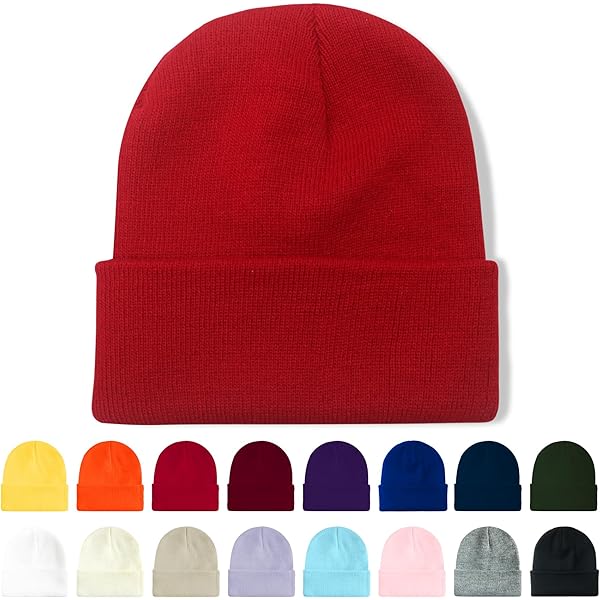 Knit Beanie Hat Unisex Plain - Warm Cuff Skull Cap For Winter - Foto 12