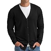 NITAGUT Mens Cardigan Sweater Vintage Striped V-Neck Long Sleeve Button Down Knitted Sweaters