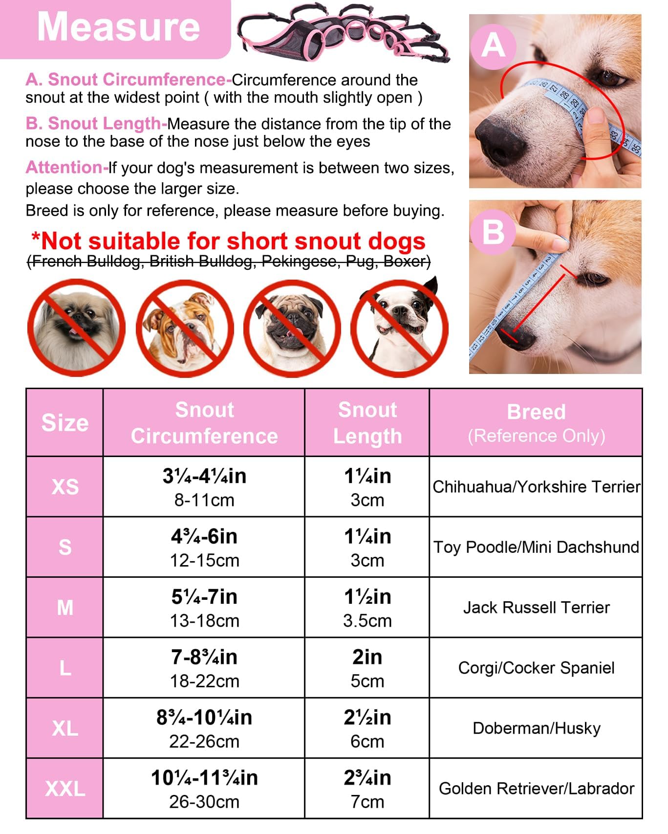 LUCKYPAW Dog Muzzle, Mesh Muzzle for Small Medium