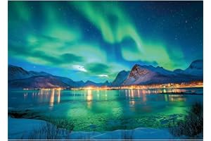 MINIWAN Northern Lights 500 Piece Puzzles for Adults Kids Aurora Nature Landscape Jigsaw Puzzles Family Challenging Mountain Lake Scenery Puzzles (21"x15")