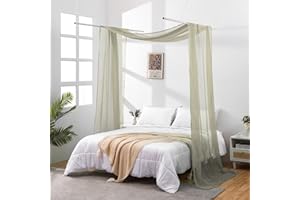 JADE POKE Taupe Sheer Bed Canopy Scarf 216 Inch Long, Bed Canopy for Girls Adult, Decorative Bed Canopy Scarfs Curtain Drapes for Wedding/Anniversary, Window Valance Curtain Wide 52, Queen