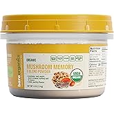 BareOrganics Mushroom Memory Blend Powder – Organic Superfood Mushroom Supplement with Lion’s Mane, Reishi, Maitake & Turkey Tail, Vegan Adaptogenic Powder - 4 oz