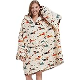 Fiosnow Dachshund Blanket Hoodies for Women and Men Adult Oversize Wearable Blanket Hoodies for Soft and Warm