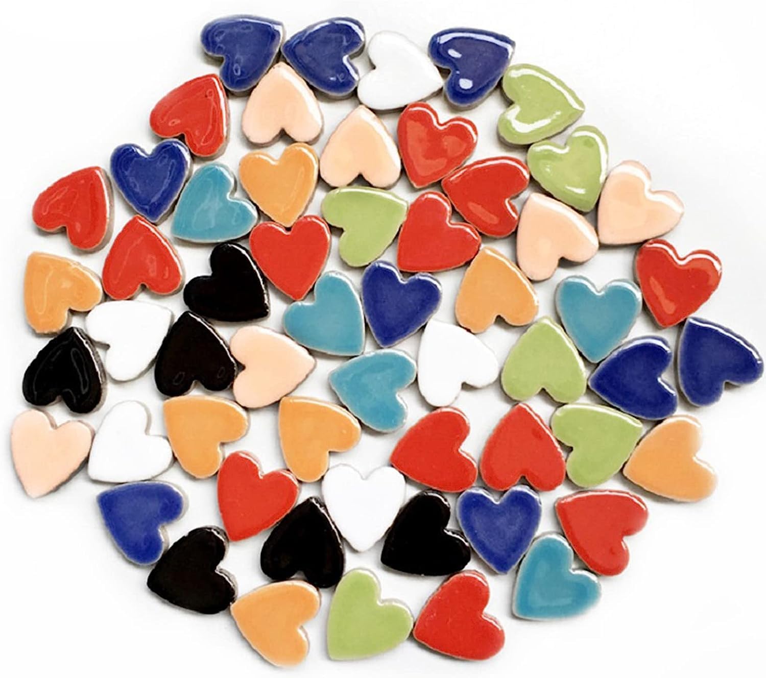 500g Random Ceramics Mosaic Tiles,DIY Making Creative Ceramic Mosaic Tiles for DIY Craft Plates Flowerpots Vases Cups Mosaic Making Supplies (Heart)