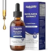 HOLLEGEND Kava Kava Root Extract Liquid Drops, 5 in 1 Blend with Ashwagandha, Lemon Balm, L-Theanine, Kava Tincture Supplement for Stress Relief, Sleep, Brain Health, 2 Fl Oz