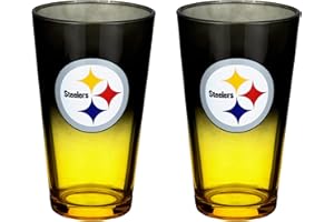 The Memory Company Officially Licensed NFL 2-Pack 16oz Ombre Pint Glass Set, Licensed Team Drinkware, Stylish Gameday Glassware, Team Logo