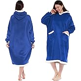 Yosamio Hooded Blanket Wearable Super Soft Flannel & Sherpa, Oversized Fleece Hoodie Blanket, Cozy Wearable Blanket