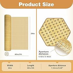 24" Width Natural Cane Webbing 5Feet, Rattan