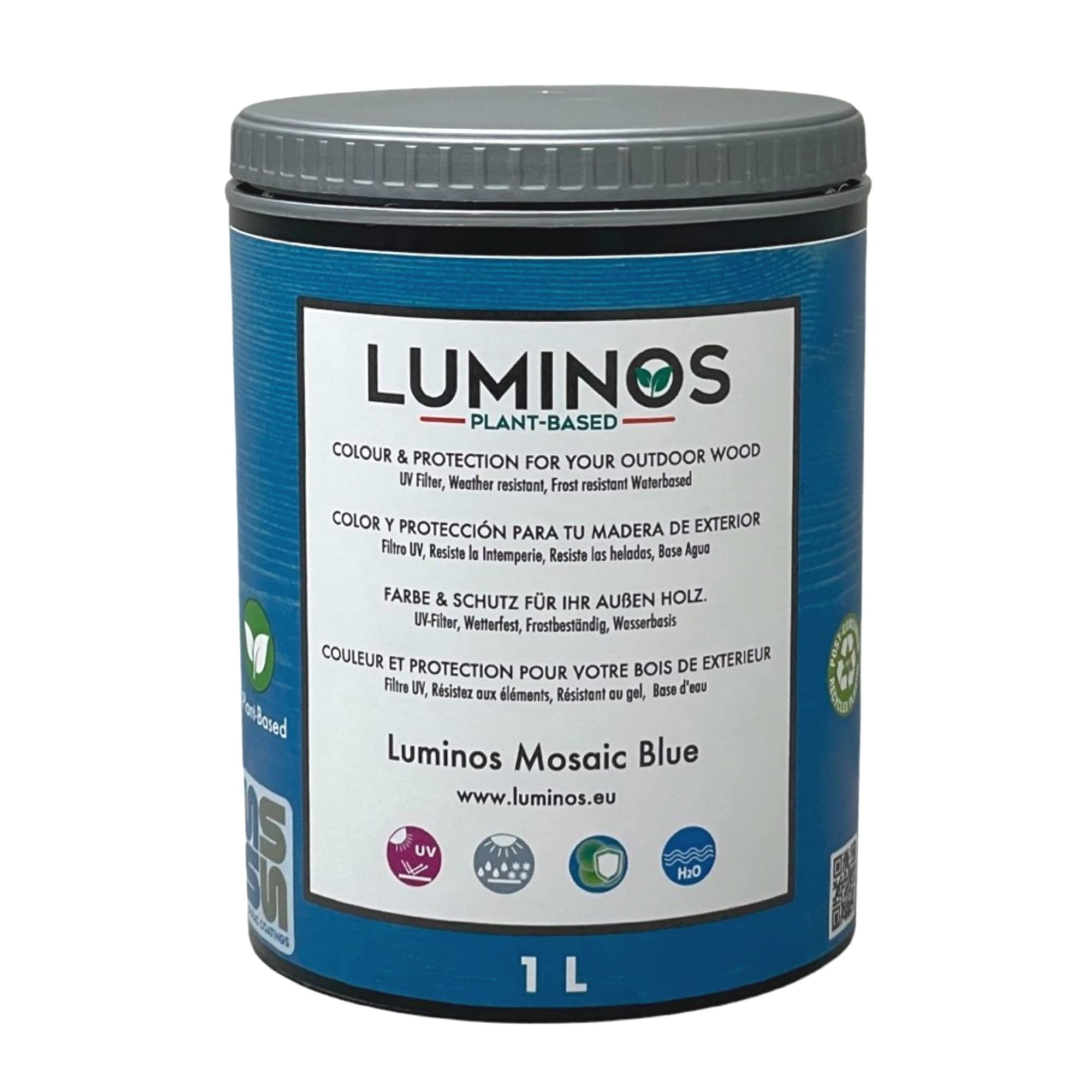 Luminos LUM1104 - Mosaic Blue - Water-Based Wood Stain Protector BIO - Blue 1L