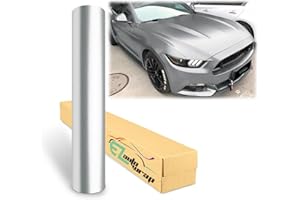 EZAUTO WRAP 4"x8" (10cmx20cm) Sample Silver Matte Metallic Satin Pearl Vinyl Wrap Sticker Sheet Film Car Auto Vehicle DIY Decal Bubble Free Air Release Self Adhesive Peel and Stick
