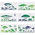 FINGERINSPIRE 6 Pcs Animals Stencils Template 5.9x11.8 inch Plastic Wild Animals Drawing Stencils Lion, Giraffe, Elephant, Rhino Reusable for Painting on Wood, Floor, Wall and Tile