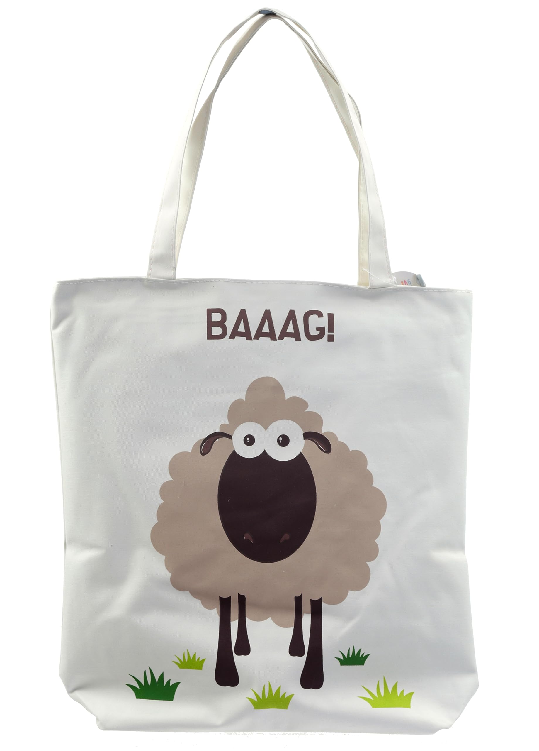 Puckator BAAAG Sheep Reusable Zip Up Cotton Bag - Canvas Tote Bag - Cotton Tote Bags - Eco Gifts for Women and Men - Cloth Shopping Bag - Fabric Bag - Foldable Bags for Shopping - Handbag