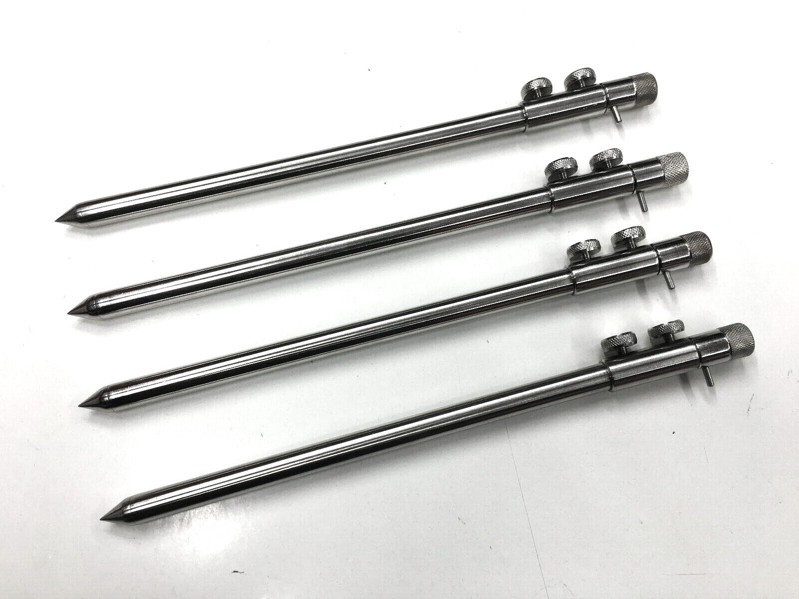 TMC 4 x Bank Sticks 30-50 cm Solid Stainless Steel. Carp Fishing tackle. Side screws. Ideal for rod rests, bite alarms, keep nets, buzz bars
