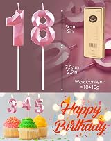 Yiran Pink 21st Birthday Candles 2 Piece Number 2 1 Pink Topper view 3