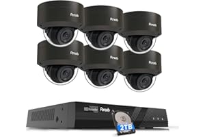 PANOOB PoE Security Camera System, 6PCS Wired 5MP IK10 Vandal-Proof IP PoE Dome Cameras Outdoor with Person Detection, IP66 100ft IR Night Vision, 4K 8 Channel NVR with 2TB HDD, PD54B0608-5M