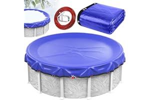 REGMICS Winter Pool Cover 24 FT Round Above Ground,2025 New Upgrade Above Ground Pool Cover with Cable & Winch,500D Extra Thick Durable Swimming Pool Protection Cover,Cold and UV Resistant Winter Pool Cover