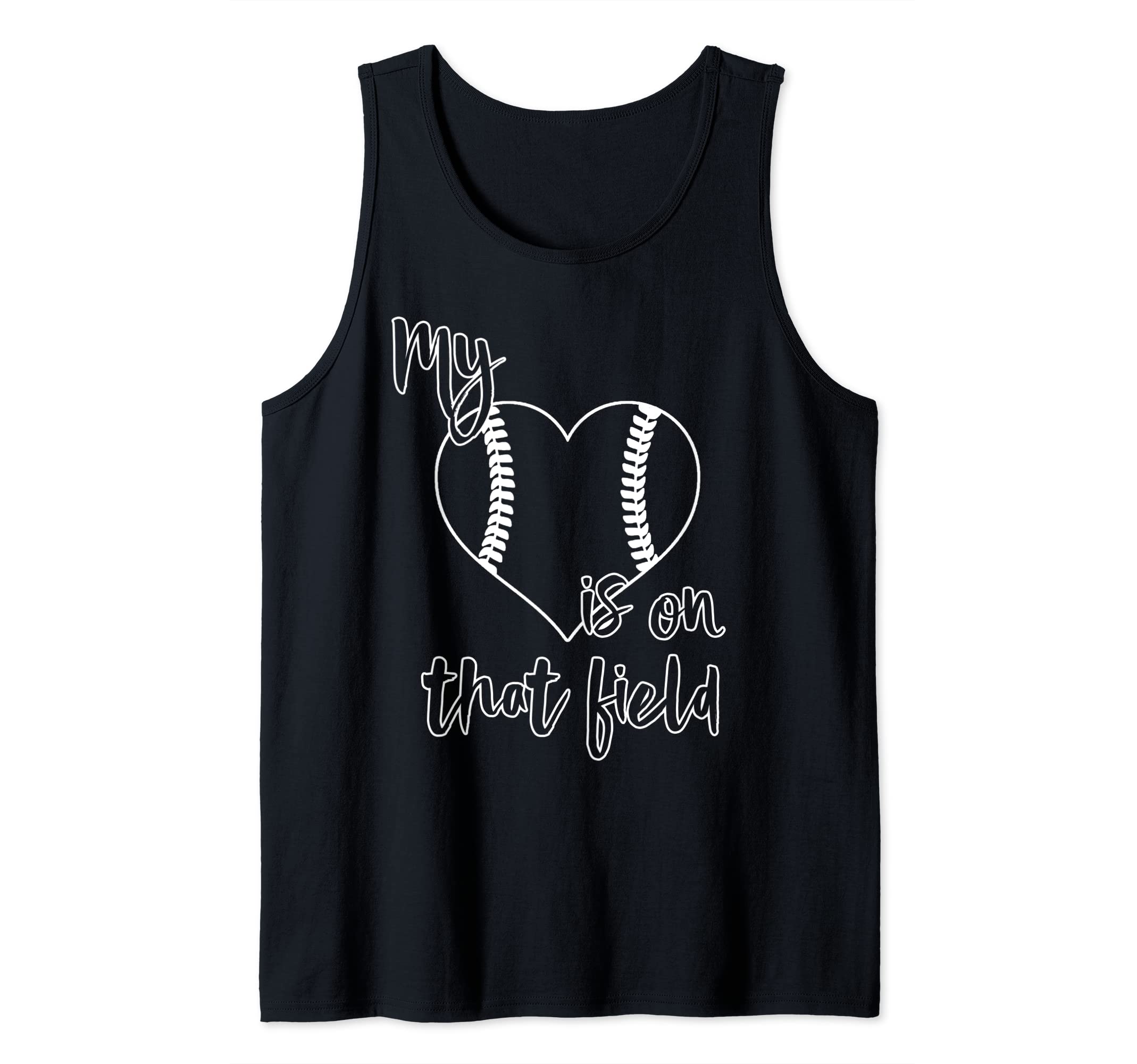 Softball Baseball Parent My Heart Is On That Field Tank Top