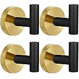 4 Pack Robe Towel Hooks Coat Black Gold Wall Hook