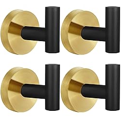 4 Pack Robe Towel Hooks Coat Black Gold Wall Hook