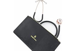 BJÖRN HALL Rose Gold Black Stethoscope with Designer Carrying Case | Stainless Steel Turnable Chest Piece | Super Lightweight 5.9oz| Perfect Gift for Nurses Veterinary & Students | Black Tubing RGB