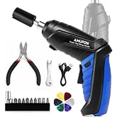 200RPM Electric String Winder,Rechargeable Automatic Guitar Winding Tuner for Stringed Instrument,Guitar Tool Set with LED Light,String Cutter,Bridge Pin Puller,10 Screwdriver Bits,6 Guitar Picks