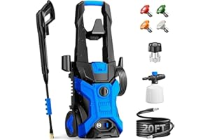 BOTHLIN Power washers for Home, 4 Quick-Connect Nozzles & Adjustable Soap Tank Washers for Cars, Driveways, Patios, Fences, Home Cleaning (Blue)