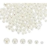 uxcell 300Pcs Pearl Beads with Hole, 3-8mm Mixed Round Loose Crafts Beads, Plastic Sew on Pearls Bulk Decoration for Jewelry Making Necklaces Earrings, Table Scatters, Beige