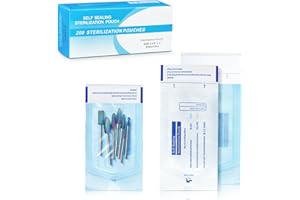 TOEDO 200pcs/Box Self-sealing Sterilization Pouches for Dentist Tools, Autoclave Sterilizer Bags Cleaning Bags Sterilizer for Tattoo Dental Nail Art Accessories(57 * 130mm)
