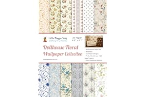 Dollhouse Floral Wallpapers Craft Paper Pad: 12 Seamless Floral Paper Designs • 48 A4 Sheets • Ready to Cut & Glue • Printed 