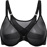 DELIMIRA Women's Cosnufy Posture Front Closure Bras Sheer Mesh Plus Size Underwire Unlined Bra