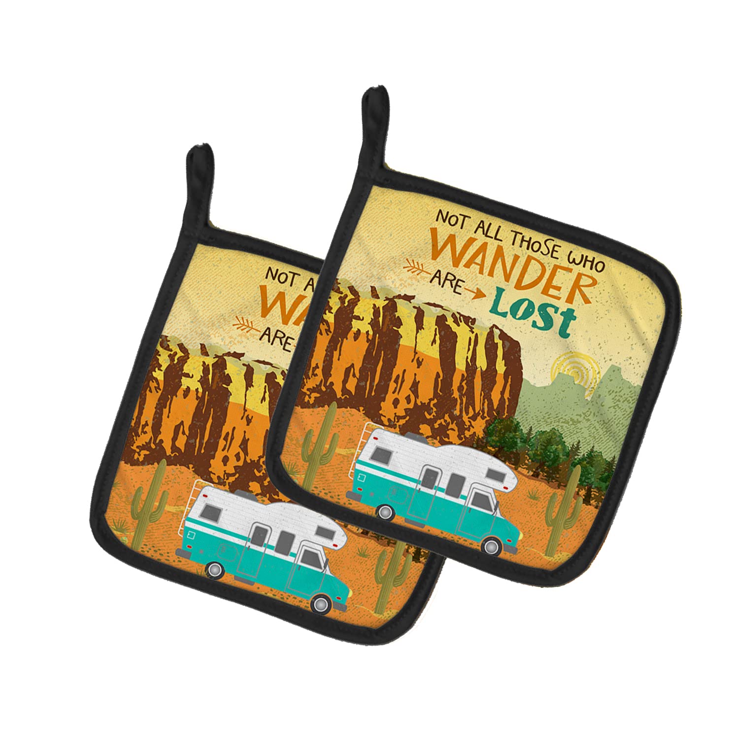 Caroline's Treasures RV Camper Camping Wander Pair of Pot Holders, 7.5HX7.5W, Multicolor