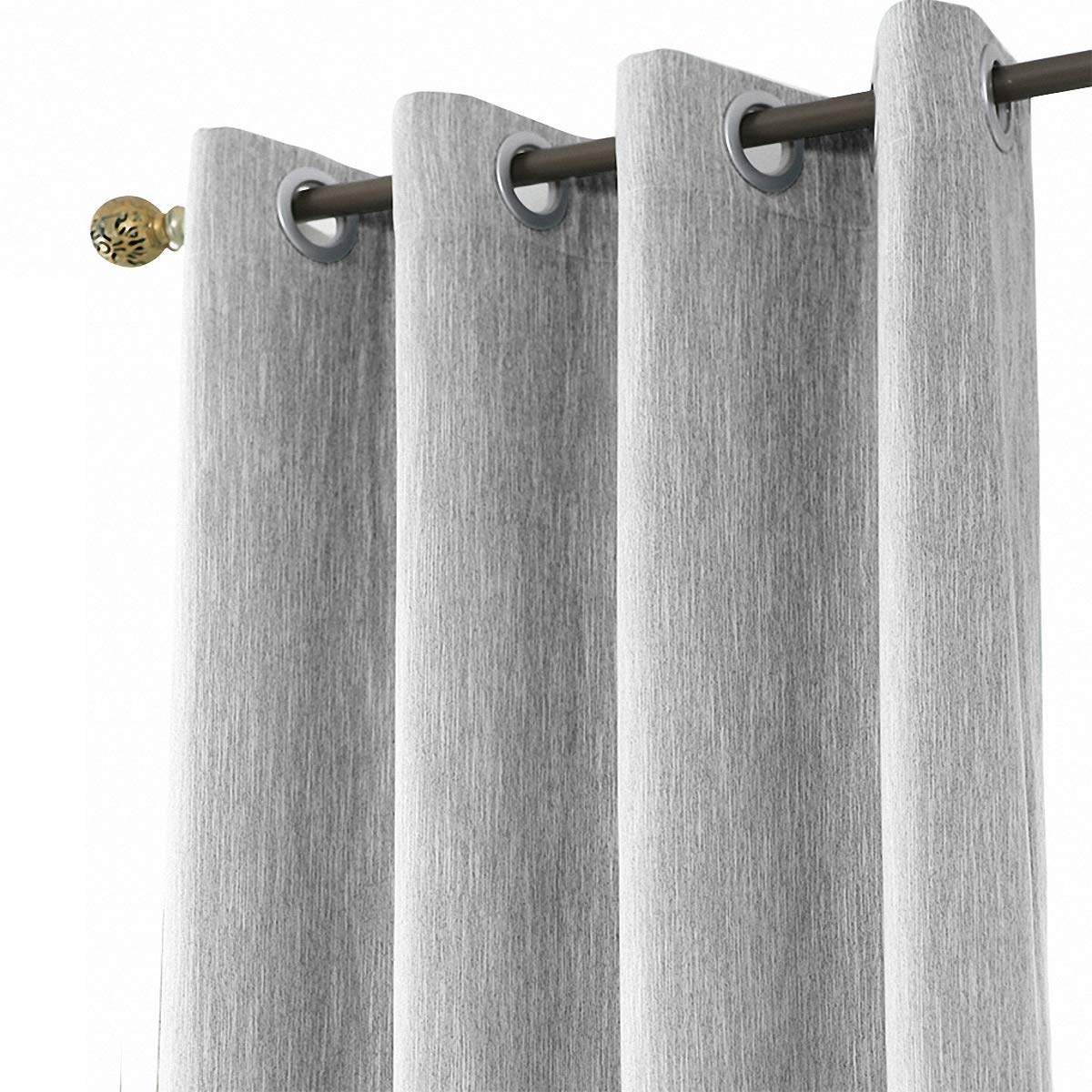 Melodieux Thermal Curtains for Bedroom - Casual Cotton Blend, Soundproof, Semi Blackout, Grommet Rocket, Room Darkening Curtain Window Drapes for Classroom, Home Office (Grey, 66 x 72 Inch Drop)