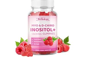 Mchokuu Myo-Inositol & D-Chiro Inositol Gummies, Ideal 40:1 Ratio Supplement for Women 2000mg 50mg with Vitamin D3 B12 for Hormonal Balance & Ovarian Health, Sugar Free, Raspberry Flavor, 60 Count