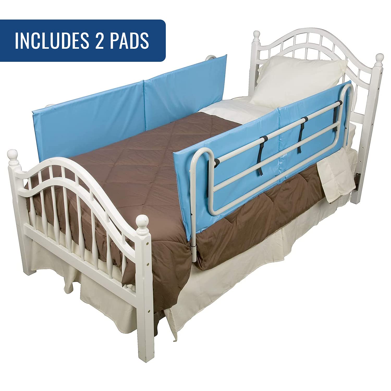 DMI Bed Rail Cover, Bed Rail Padding and Bed Bumper Pad for Elderly, Disabled or Handicapped, Rails Not included, Padded Cover Only, Blue, 60 x 15 x 0.5, 2 Count