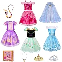 Meland Princess Dress Up for Girls, Dress Up Clothes for Toddler Kids with Cape, Costume for 3-8 Girls for Birthday Gift
