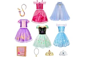 Meland Princess Dress Up for Girls, Dress Up Clothes for Toddler Kids with Cape, Costume for 3-8 Girls for Birthday Gift