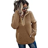 AQOTHES Womens Loose Casual Zipper Sherpa Fleece Pockets Pullover Sweatshirt for Women