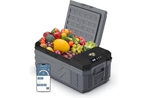 YELLOW JACKET 12 Volt Car Refrigerator, 16 Quart Electric Cooler, Portable Car Fridge for Outdoor Camping Travel, 12V/24V DC 110~240 Volt AC Refrigerator for Truck RV Home Office,-4℉-68℉