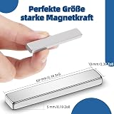 FINDMAG Neodymium Magnets 6 Pack 60x10x5 mm Bar with Double-Sided Adhesive view 2