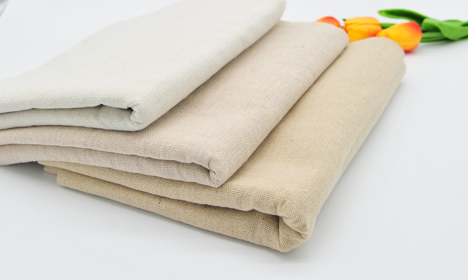 Light Beige Linen Needlework Embroidery Fabric Cross Stitching Plain Solid Color Aida Cloth Rose Flavor