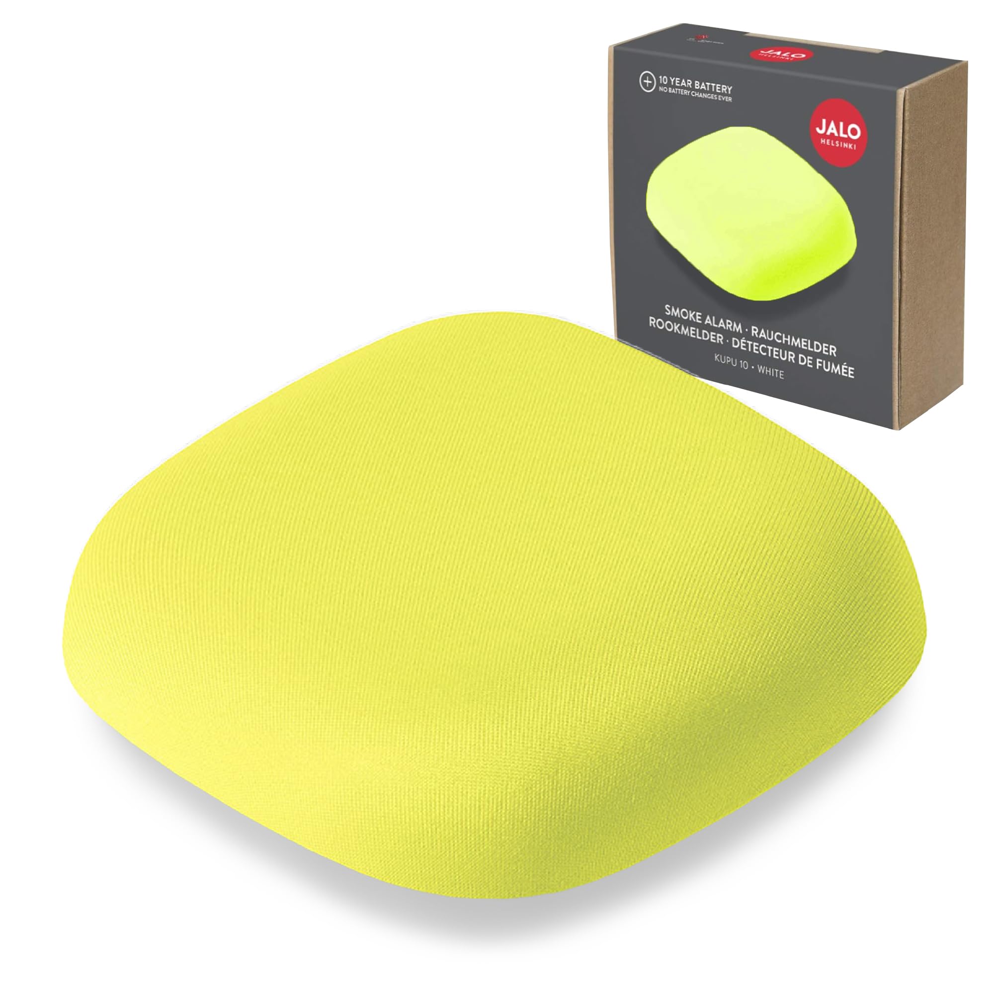Jalo Optical Smoke Alarm Kupu 10 for Home -10 Year Lithium Battery - Scandinavian Design - Yellow
