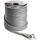 MARINE SYSTEM Made 3/8 Inch 100 FT 150 FT Black Grey Nylon Anchor Line Double Braided Anchor Rope/Line with Thimble (3/8" x 100' Grey Nylon)