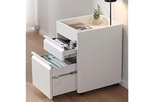 GOOGIC 2 Drawer Mobile File Cabinet with Lock & Top Storage Shelf, Metal Filing Cabinet fits Legal & Letter Size File for Home/Office, Anti-tilt Design Fully Assembled Except Casters,White