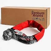 Yankum 7/16" Soft Shackle with Red Chafe Sleeve - Synthetic Recovery, Heavy Duty Tow Shackle, Soft Shackles for Towing, Off-Road Recovery Gear, Made in USA
