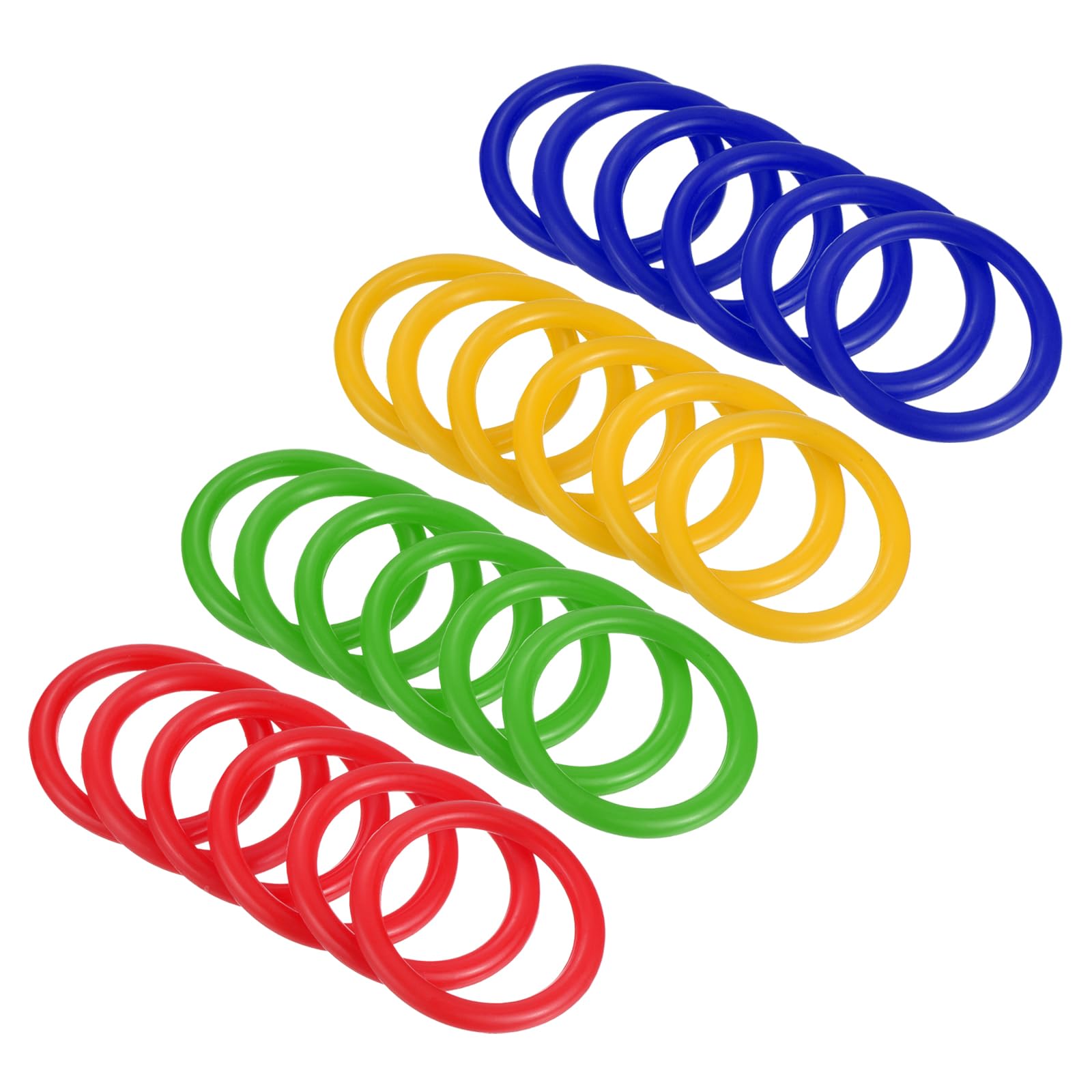 PATIKIL Carnival Ring-Toss Rings 4cm ID, 24 Pack Plastic Hoop for Outdoor Party Favor Game Booth (Blue, Green, Red, Yellow)