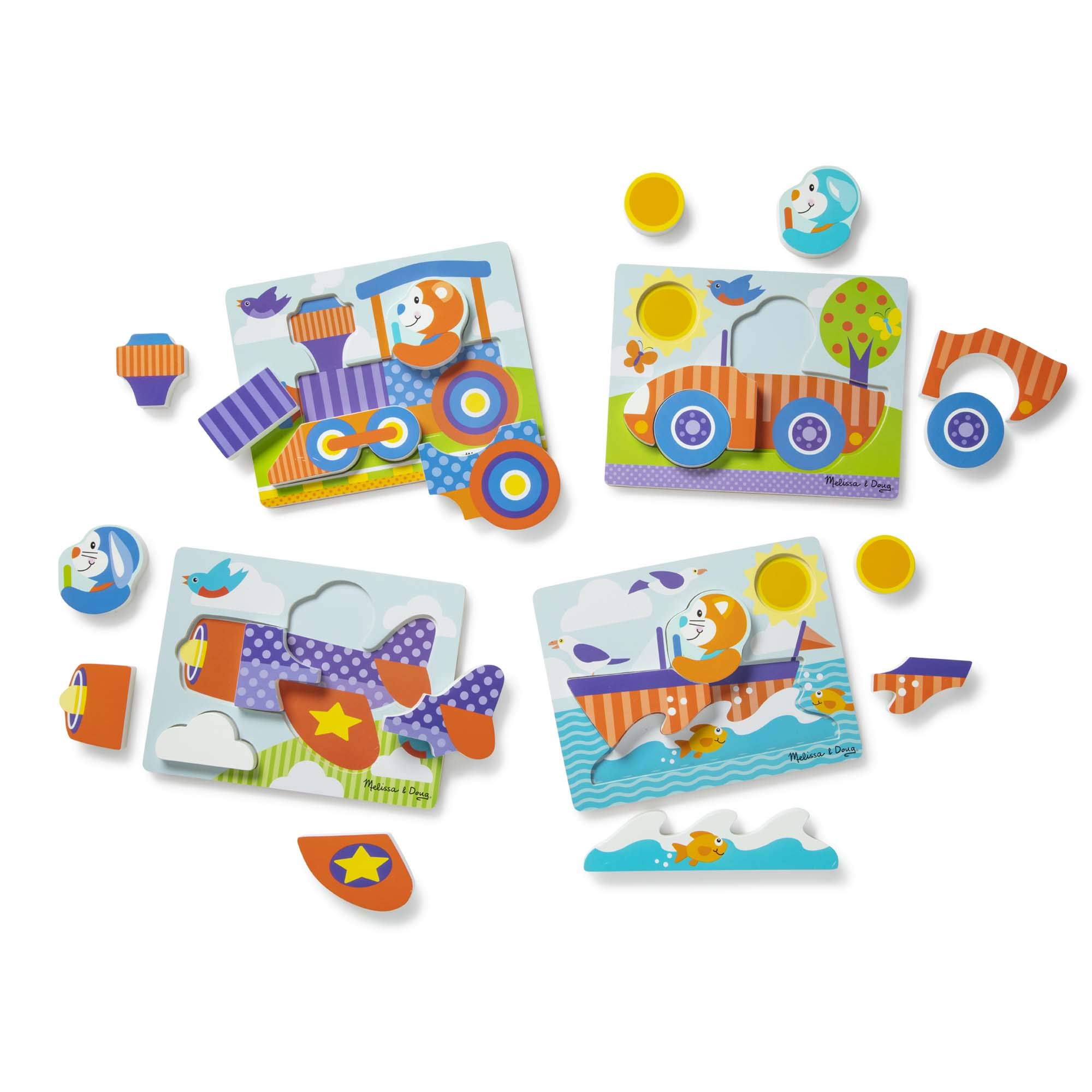 Melissa & Doug First Play Vehicles Wooden Chunky Jigsaw Puzzle Set