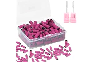 C12rtive 100 Pcs 3mm Professional Small Sanding Bands & 2Pcs Small Mandrel Bit Set for Nail Drill,240# Upgrade Design 3mm Nail File for Manicures and Pedicure with Stainless Steel Shaft