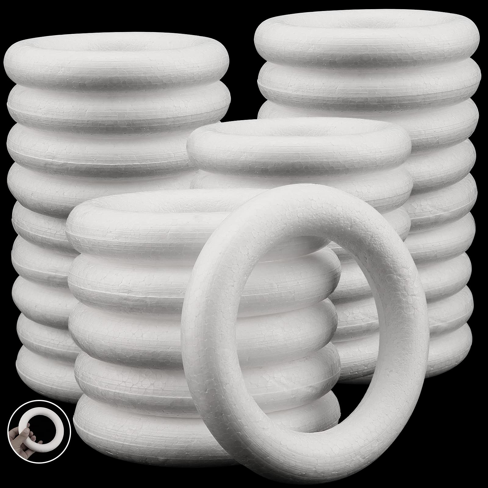 Photo 1 of MAHIONG 30 Pack 4.7 Inch Craft Foam Wreath, White Polystyrene Foam Circles Ring, Round Foam Wreath Form for Crafts DIY Arts Floral Projects Home Wedding Decor