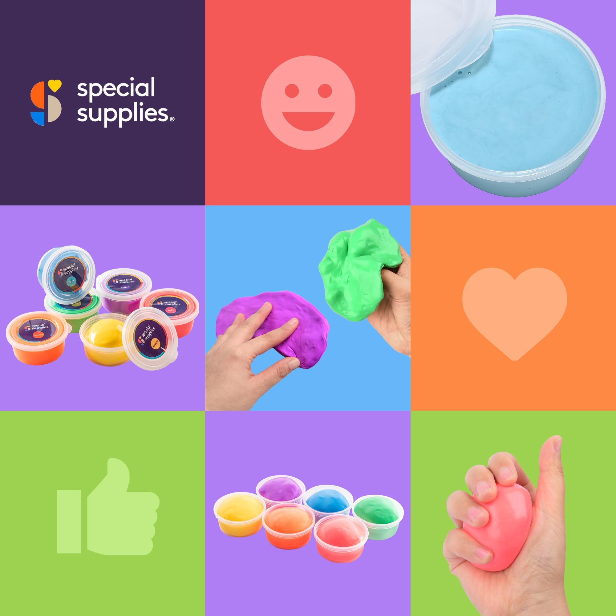 Special Supplies Therapy Putty for Kids and Adults - Resistive Hand Exercise Stress Relief Therapy Putty Kit, Set of 6 Strengths, 3 Ounces of Each Putty