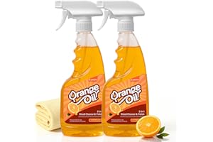 Alofoyo 2-in-1 Furniture Polish Wood Cleaner - 2Pack Natural Orange Oil Spray Protect Wood Surface Safely, Enhanced Furniture Restorer Finish Cabinets, Tables, Antique, Floor, 32oz Total